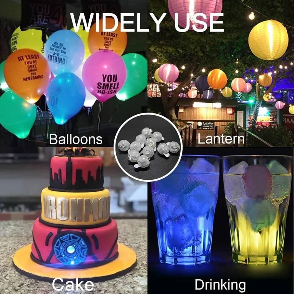 LED balloon lights warm white 100 pack round
